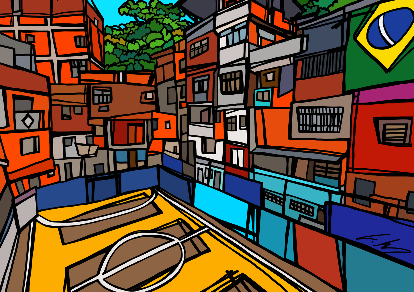 Campo de fútbol en una favela de Río de Janeiro, Brasil