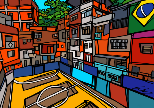 Campo de fútbol en una favela de Río de Janeiro, Brasil